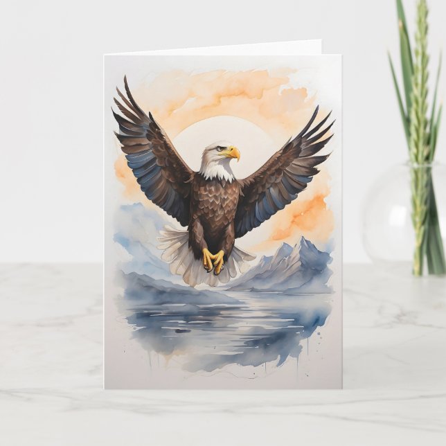 Carte Aigle chauve volant haut au-dessus de l'océan Vide (Devant)