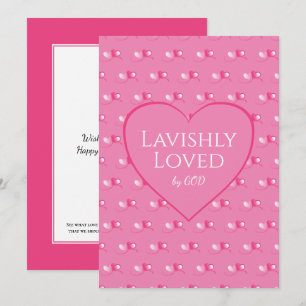 Carte AIMÉ PAR DIEU Coeurs roses Jour des Valentines Per