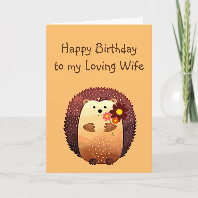 Carte Aimer Femme Anniversaire mignon Hérisson animal (Devant)