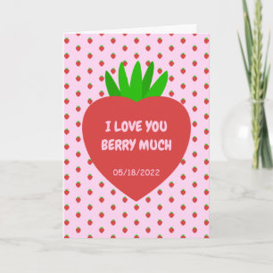 Carte Aimer Fruit Fraise Rouge Je T'Aime Beaucoup Berry