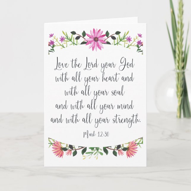 Carte Aimez le Seigneur votre Dieu Floral (Devant)