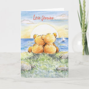 Carte Aimez pour toujours, mignon couple d'ours regardan
