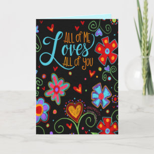 Carte Aimez tous vous Black Fun Floral Valentine Moderne