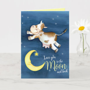 Carte Aimez-vous à la vache lune les enfants vont bien b