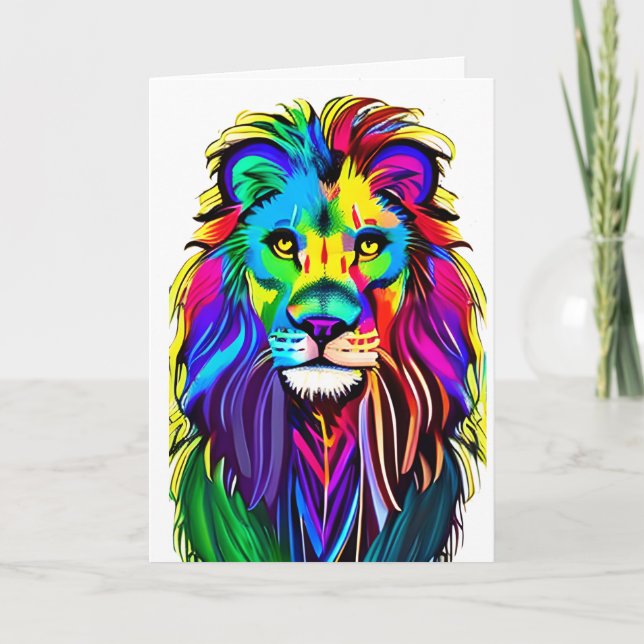 Carte Aimez-vous beaucoup | Lion Face Imaginaire mystiqu (Devant)