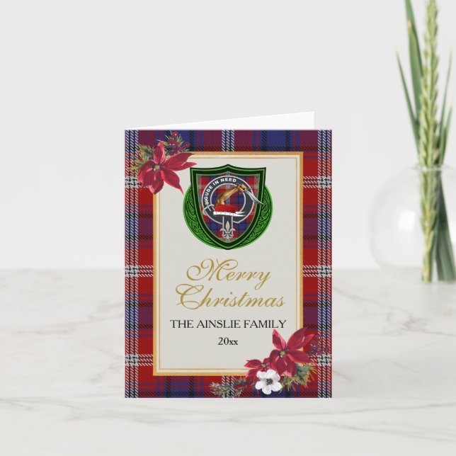 Carte Ainslie Scottish Clan Tartan & Crest (Devant)