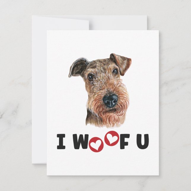 Carte Airdale Terrier Dog I Woof You (Devant)