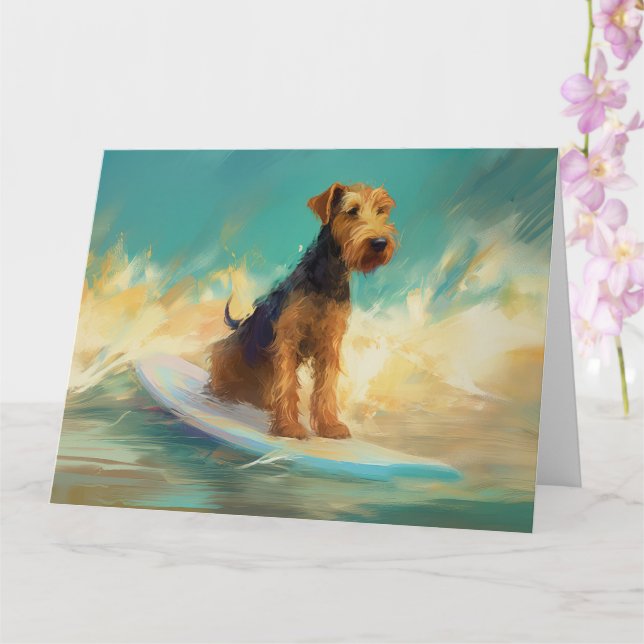 Carte Airedale Beach Surf Peinture (Orchidée)