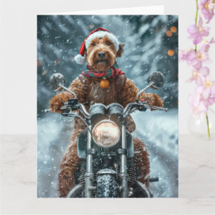 Carte Airedale Chien équitation Moto Noël