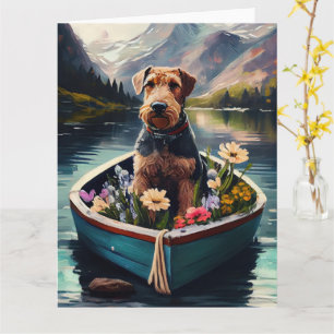 Carte Airedale Dog on a Paddle : Une aventure Pittoresqu