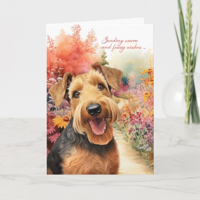 Carte Airedale Terrier Chien Chemin du jardin de chien (Devant)