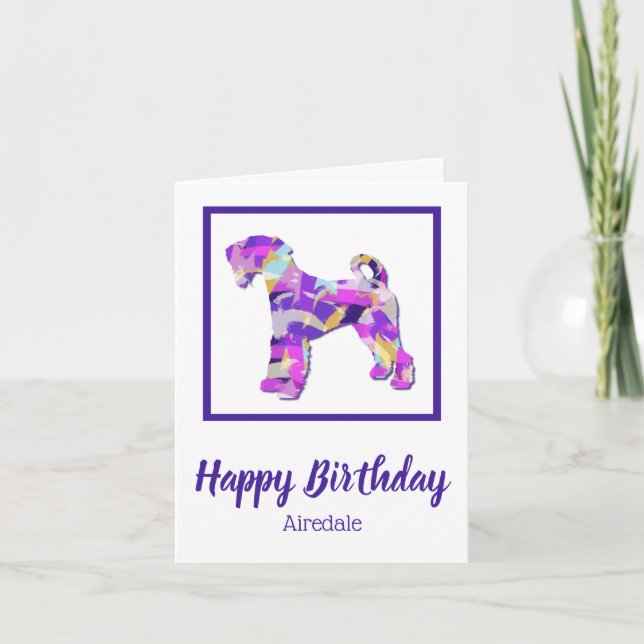 Carte Airedale Terrier Chien Silhouette Purple Anniversa (Devant)