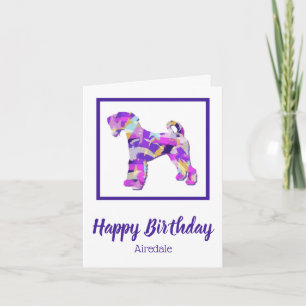 Carte Airedale Terrier Chien Silhouette Purple Anniversa