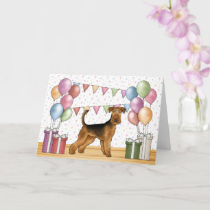 Carte Airedale Terrier Cute Dog Pastel Joyeux Anniversai