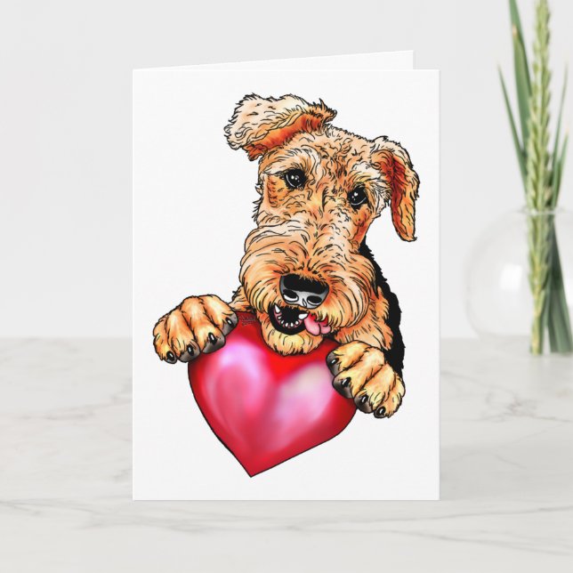 Carte Airedale Terrier Holding Heart (Devant)
