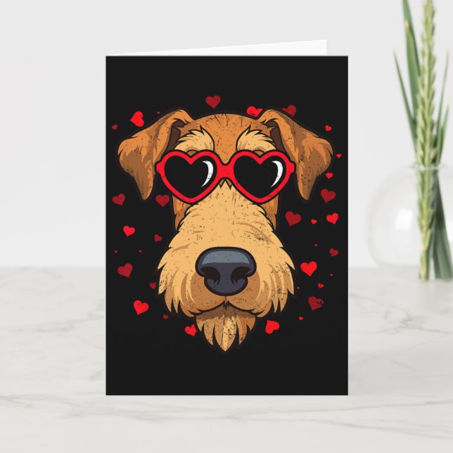 Carte Airedale Terrier Saint-Valentin Cœur Amateurs de C (Devant)