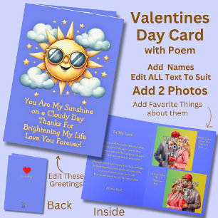 Carte Ajouter 2 Photo, You Are My Sunshine sur un Valent
