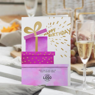 Carte Ajouter des boîtes cadeaux Joyeux Anniversaire Log