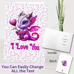 Carte Ajouter des noms, Valentines Dragon Day Coeurs ros