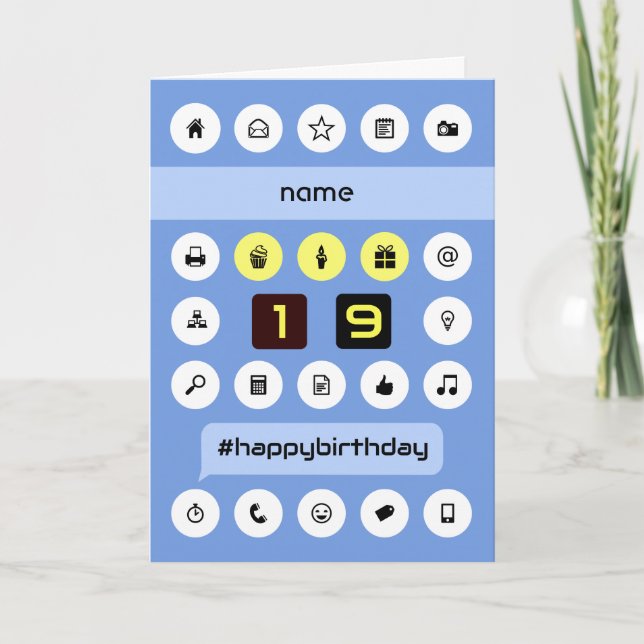 Carte Ajouter le nom 19e anniversaire de l'ordinateur pe (Devant)