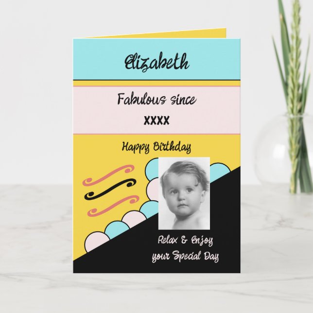 Carte Ajouter le nom de l'année photo jalon anniversaire (Devant)