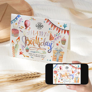 Carte Ajouter Logo Amusant Coloré Fête Business Annivers