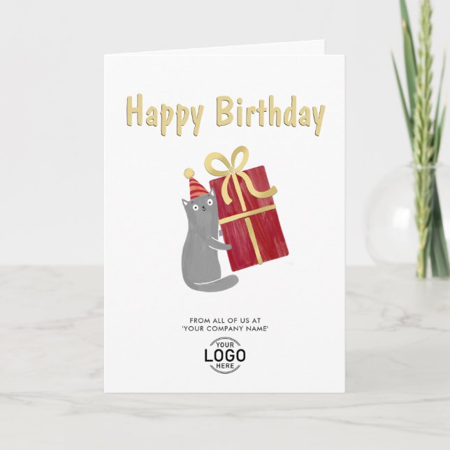 Carte Ajouter Logo Cute Chat Bourgogne Cadeau Affaires A (Devant)