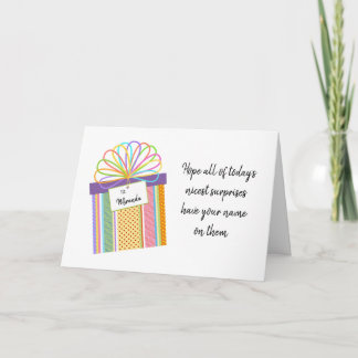 Carte Ajouter Nom et âge Amusants Cadeau Bow multicolore