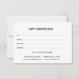 Carte Ajouter un certificat cadeau commercial modifiable