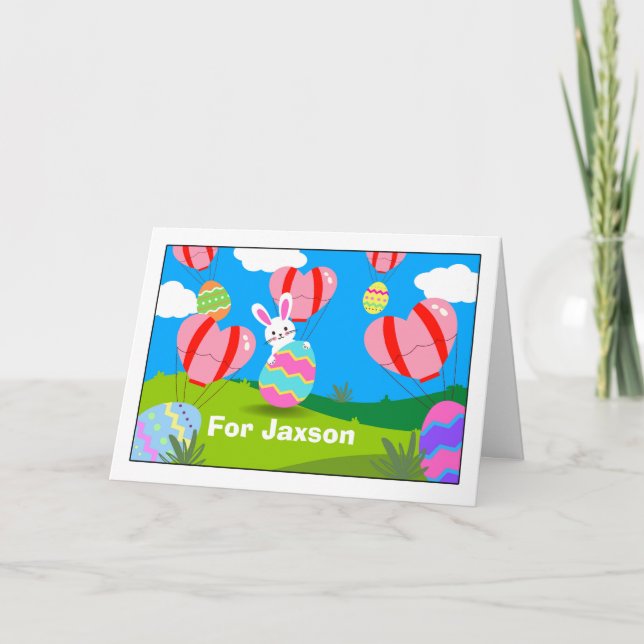 Carte Ajouter un nom Pâques avec des ballons à air chaud (Devant)