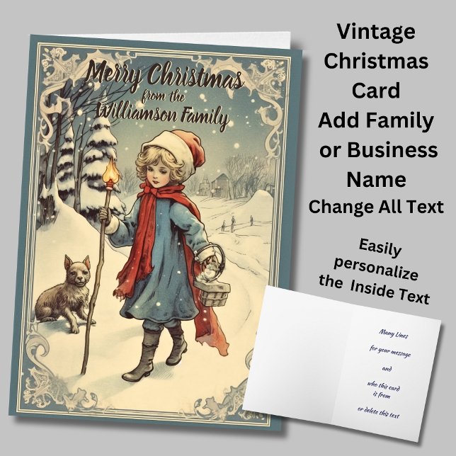Carte Ajouter un nom Texte Joyeux Noël Vintage peinture (Créateur téléchargé)