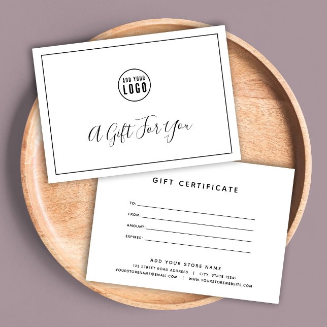 Carte Ajouter votre logo Black Border Certificat cadeau (Créateur téléchargé)
