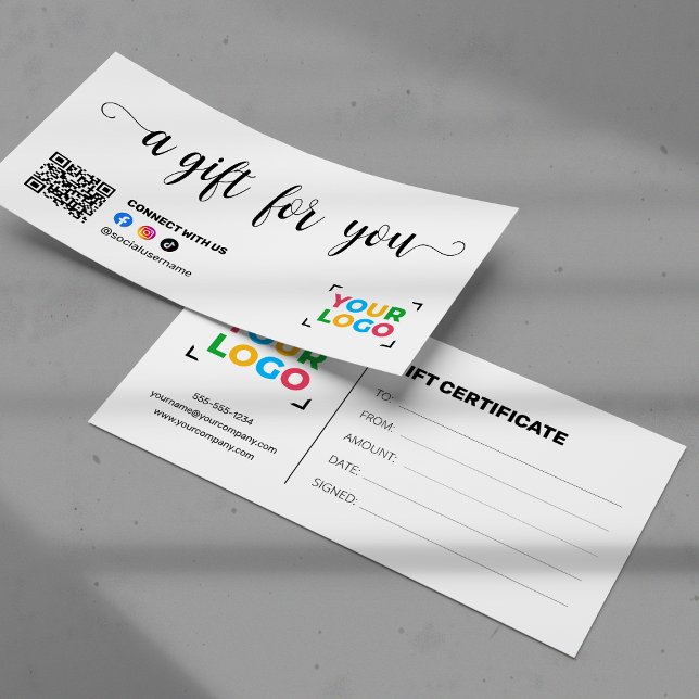 Carte Ajouter Votre Logo Modern Qr Code Certificat Cadea (Créateur téléchargé)