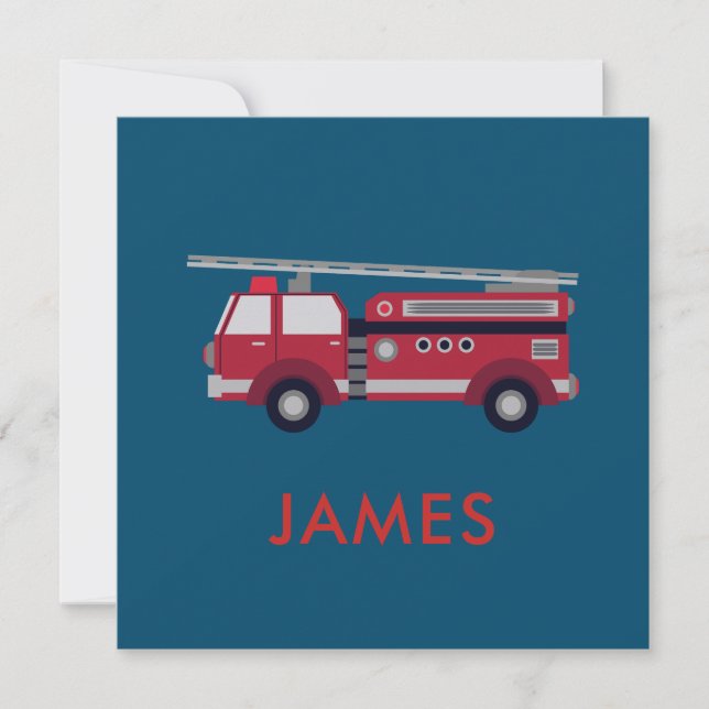 Carte Ajouter votre nom Red Fire truck Personnalisé (Devant)