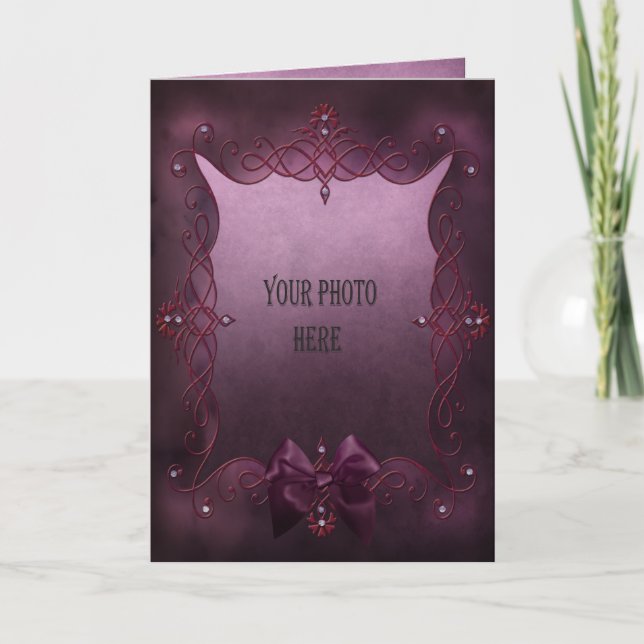 Carte Ajouter votre photo cadre gothique violet romantiq (Devant)