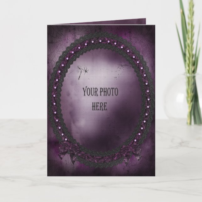 Carte Ajouter votre photo cadre gothique violet romantiq (Devant)