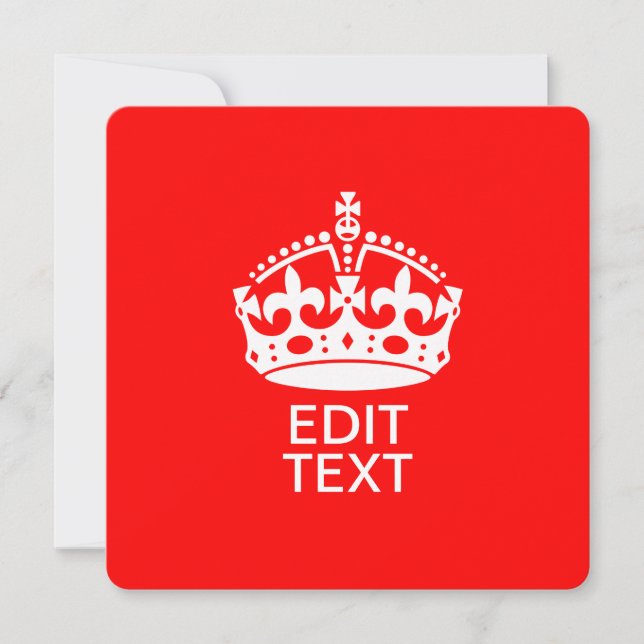 Carte Ajoutez votre texte GARDEZ CALM CROWN sur Red Pers (Devant)