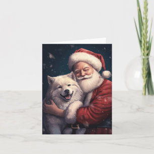 Carte Akita avec Noël du Père Noël