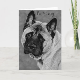 Carte akita avec visage noir et oreilles portrait de chi