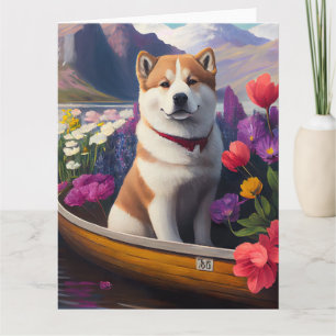 Carte Akita Dog sur une pagaie : une aventure Pittoresqu
