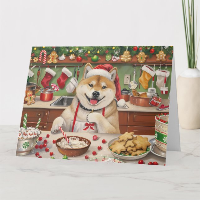 Carte Akita Gâteau de Noël Festif (Devant)