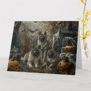 Carte Akita Halloween Chien de nuit plaisir
