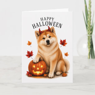 Carte Akita Halloween Diable Chien