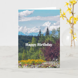 Carte Alaska Denali Paysage Floral Photo Anniversaire