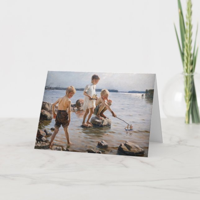 Carte Albert Edelfeue - Les garçons jouent sur le rivage (Devant)