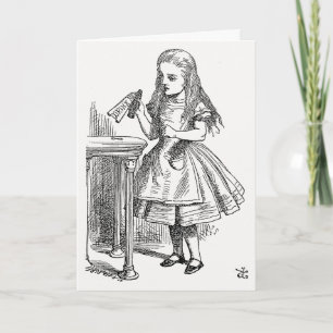 Carte Alice au pays des merveilles, tenir la bouteille "