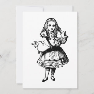 Carte Alice et le cochon bébé noir encré