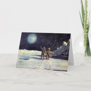 Carte Aliens astronautes de science-fiction vintage sur 