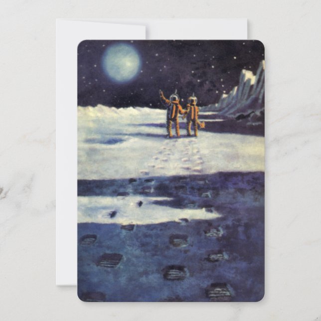 Carte Aliens astronautes de science-fiction vintage sur  (Devant)