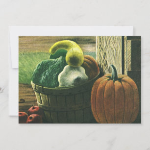 Carte Aliments de vintage, courges d'hiver, citrouilles 
